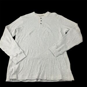 Eddie Bauer Men's Tall Large Gray Waffle Knit Henley Shirt 100% Cotton Dexter